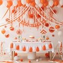 Orange and White Crepe Paper Streamers Party Streamers Decorations,1.7 in x 82 ft,6 Rolls gallery image