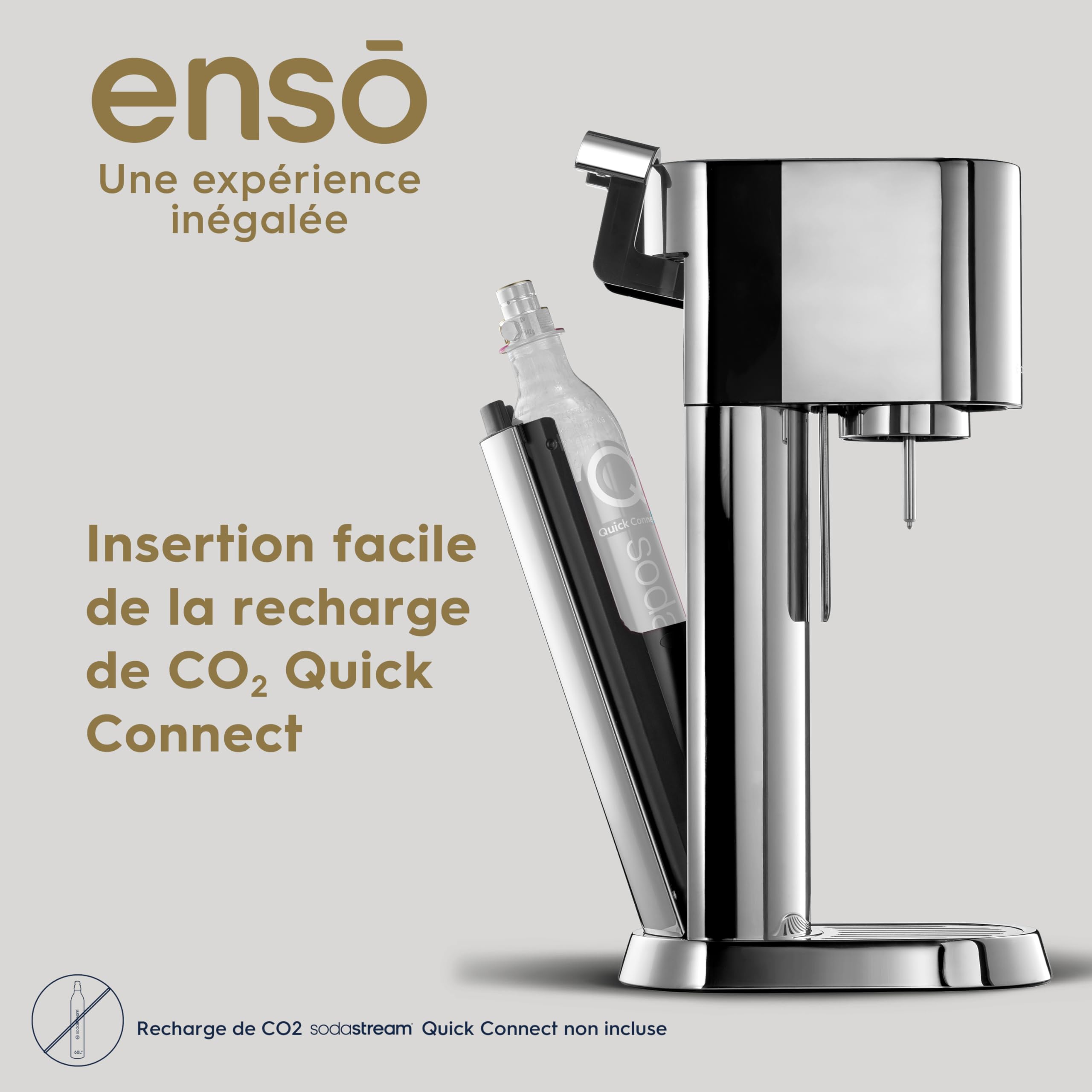 sodastream ensō Machine à Eau Pétillante et Soda | Pack 1 Bouteille 1L Compatible Lave-Vaisselle | Finition Acier Inoxydable