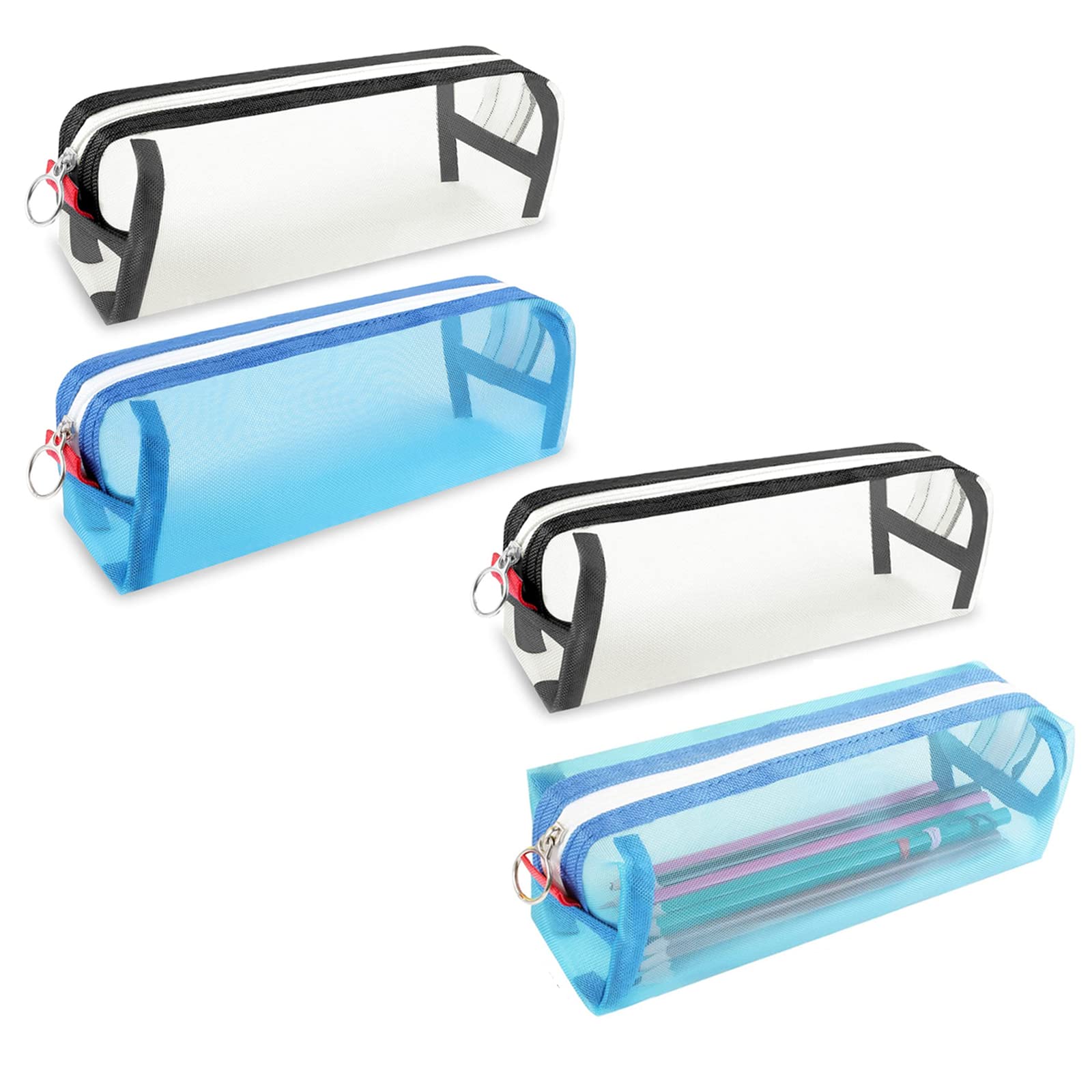 SYOSI 4 Pcs Clear Pencil Pouch, Pencil Case Pen Bag Clear Case Marker Pouch Multifonction Organizer Box Transparent case Makeup Bag Office College School Gift for adults Teen Girl Boy