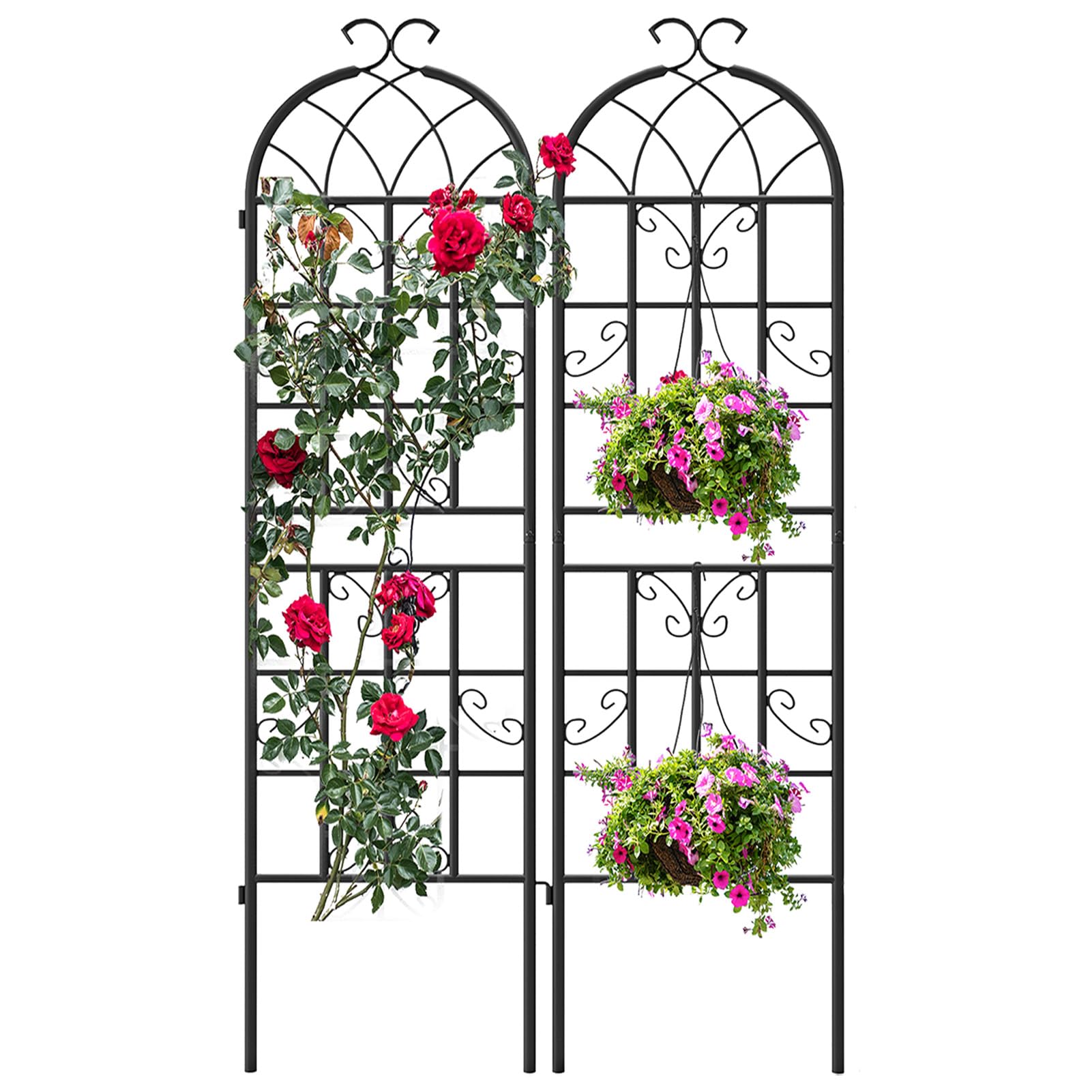 Warmiehomy Trellis For Climbing Plants, Rustproof Decorative Metal Plant Supports Frame For Outdoor Climbing Plants, Flowers, Vegetables & Vines, 2 Pack, 50 * 180CM