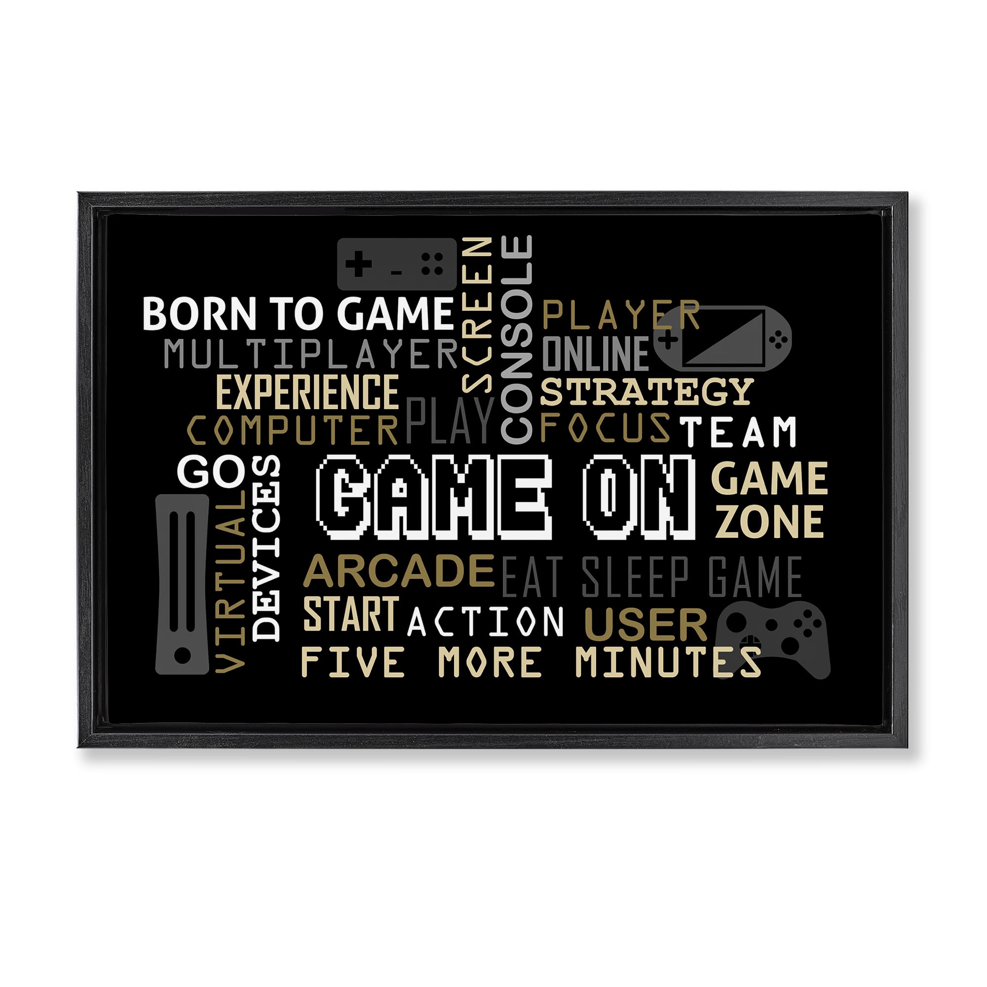 'Game On Gamer Typography'| Floating Frame Canvas Art
