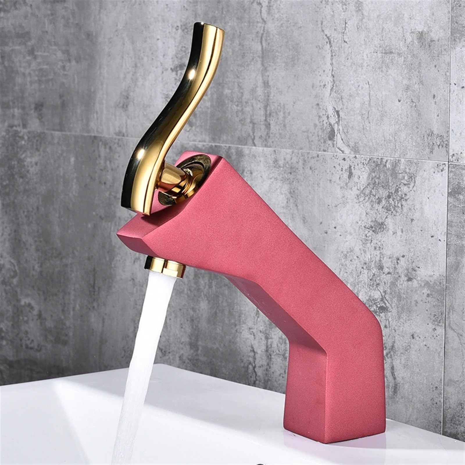 Faucet, Wash Basin Faucet Hot and Cold Bathroom Sink Taps Single Hole Toilet Bathroom Faucets Brass Deck Mounted Water Tap (Color : Pink), KD-301897
