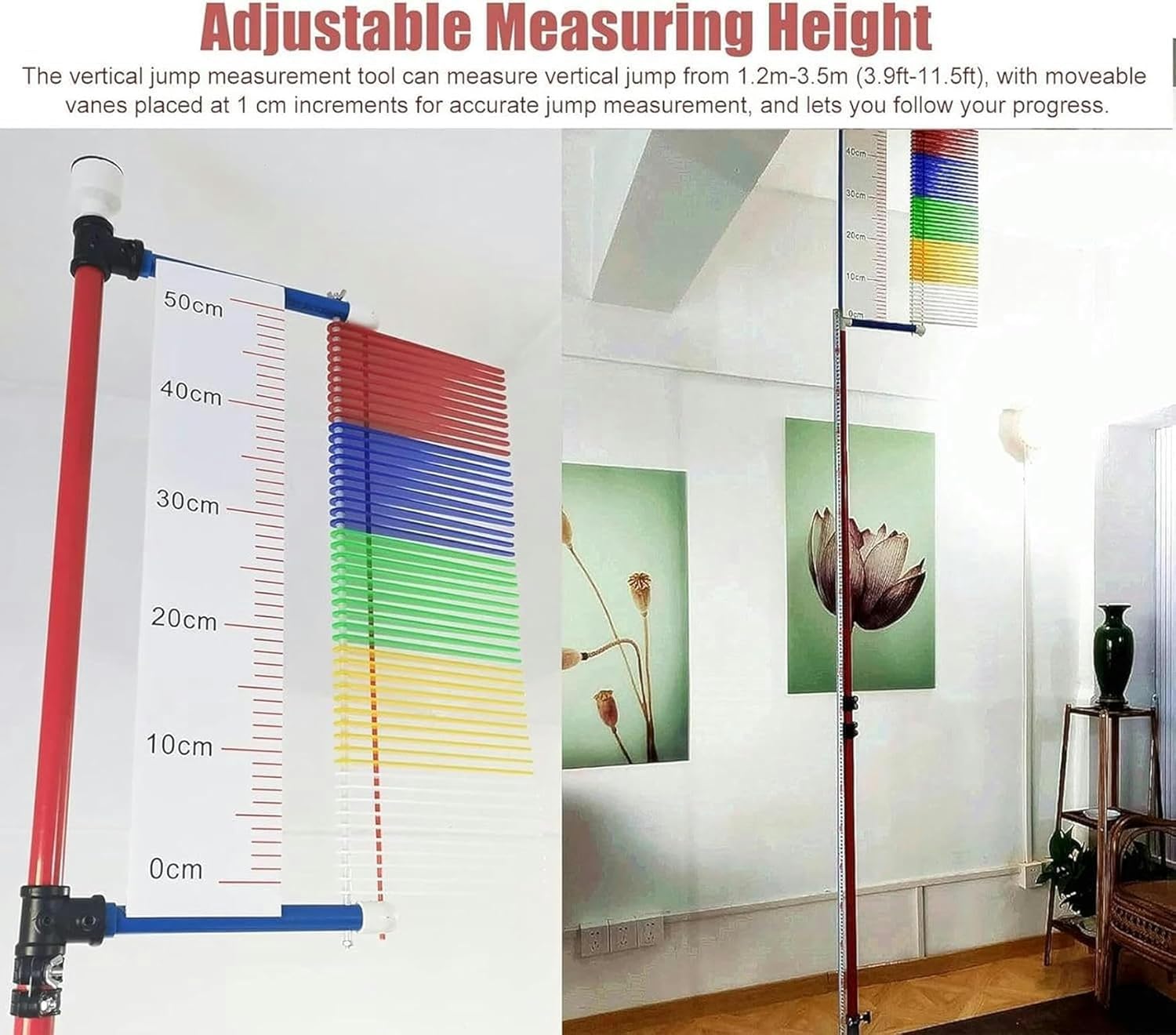 Vertical Jump Measurement Tool School Gym Vertical Jump Trainer Training Metal Jump Measurement Tool with Colorful Vane
