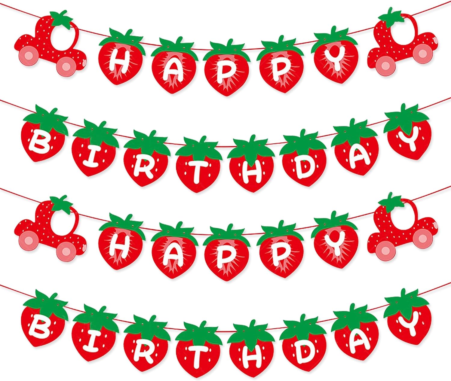 Strawberry Banner, Berry Sweet Banner, Strawberry Garland, Baby Girl Berry Theme Supply for Summer Strawberry Theme Birthday Baby Shower Party Decoration - Image 3