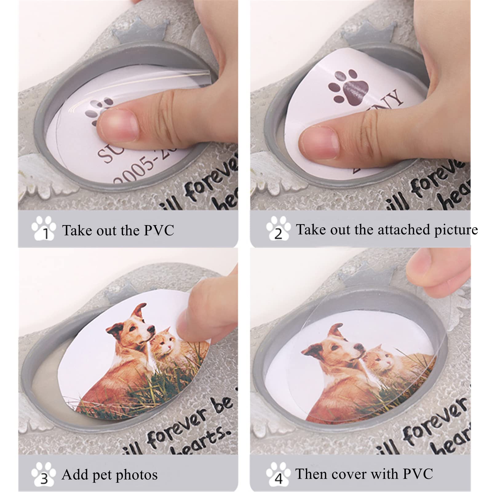 Pietra tombale per cani, resina a forma di cuore, decorazione per la tomba, resistente alle intemperie, per prato e giardino, impronta digitale