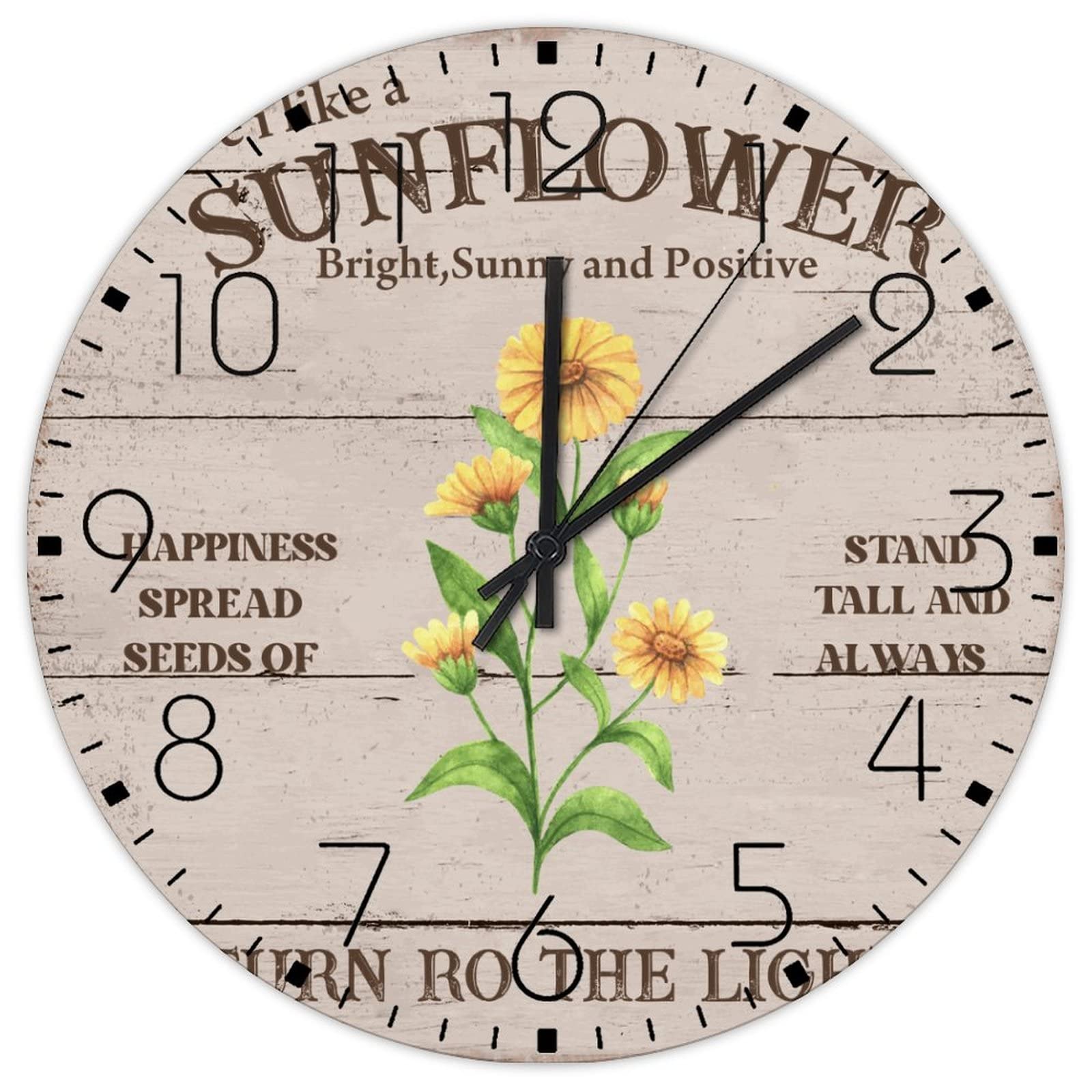 Horloge murale en bois suspendre ronde rustique moderne 30 cm