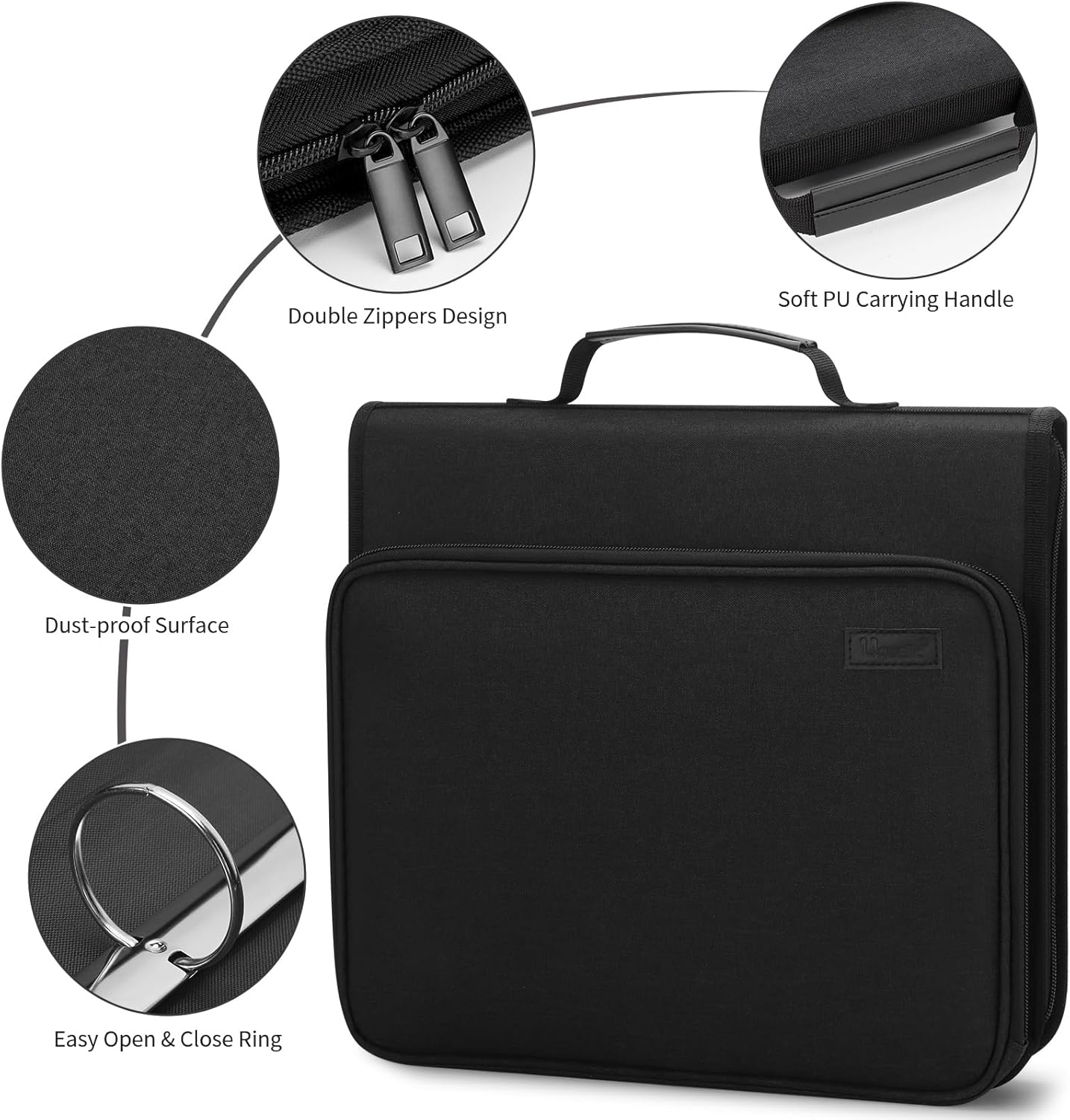 Uquelic Accordion File Organizer Binder with Multi Pockets, Expanding File Folders with 13 Pockets, Handle and Labels, Portable Home Travel Safe Storage for Letter A4 Files and More (Black)