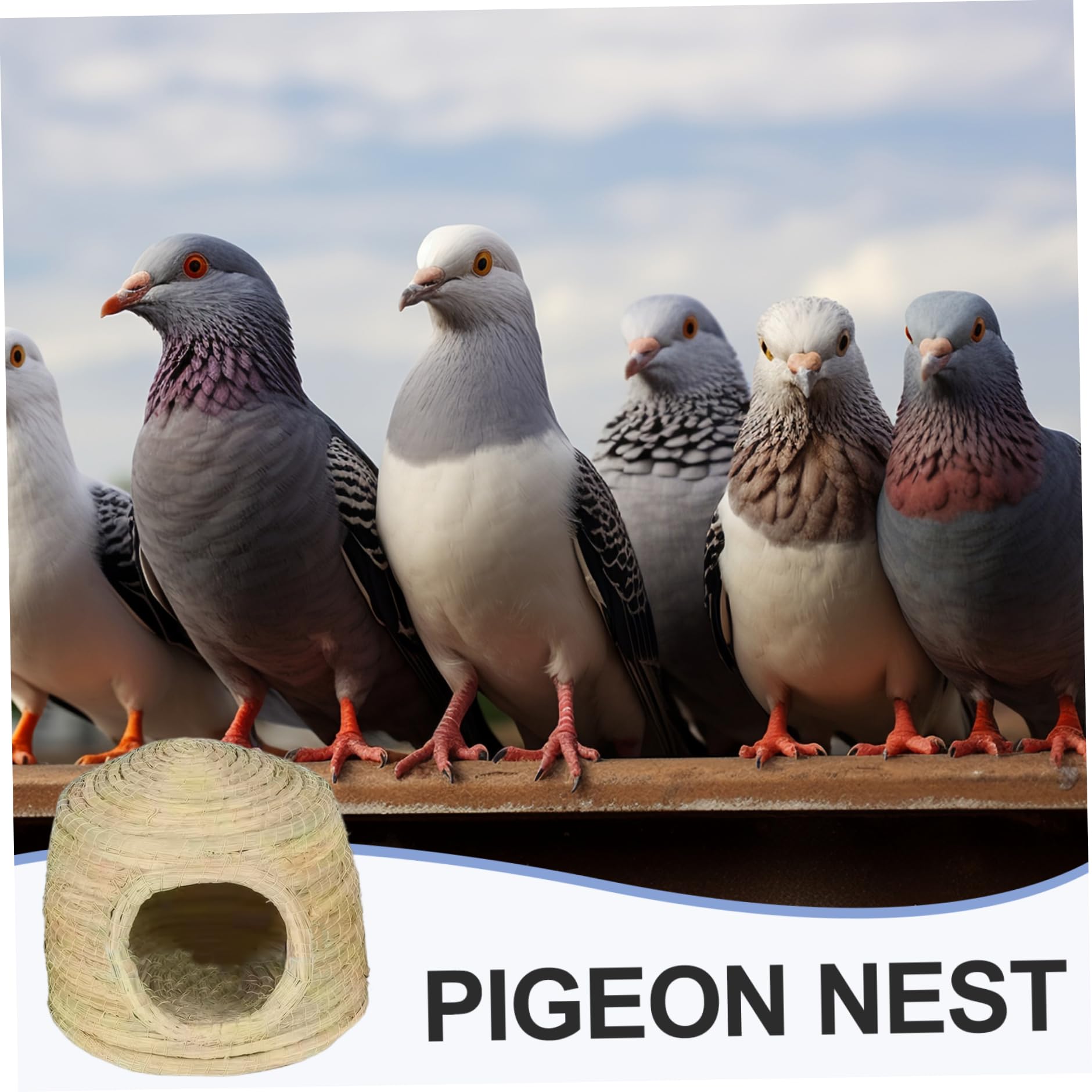 Jorzer Nido de pájaros para Jaula, casa de pájaros Tejidos de Paja para Jaula, Caja de anidación de Periquito a Prueba de Viento de 11.8x8.3 Pulgadas, Caja de anidación portátil.