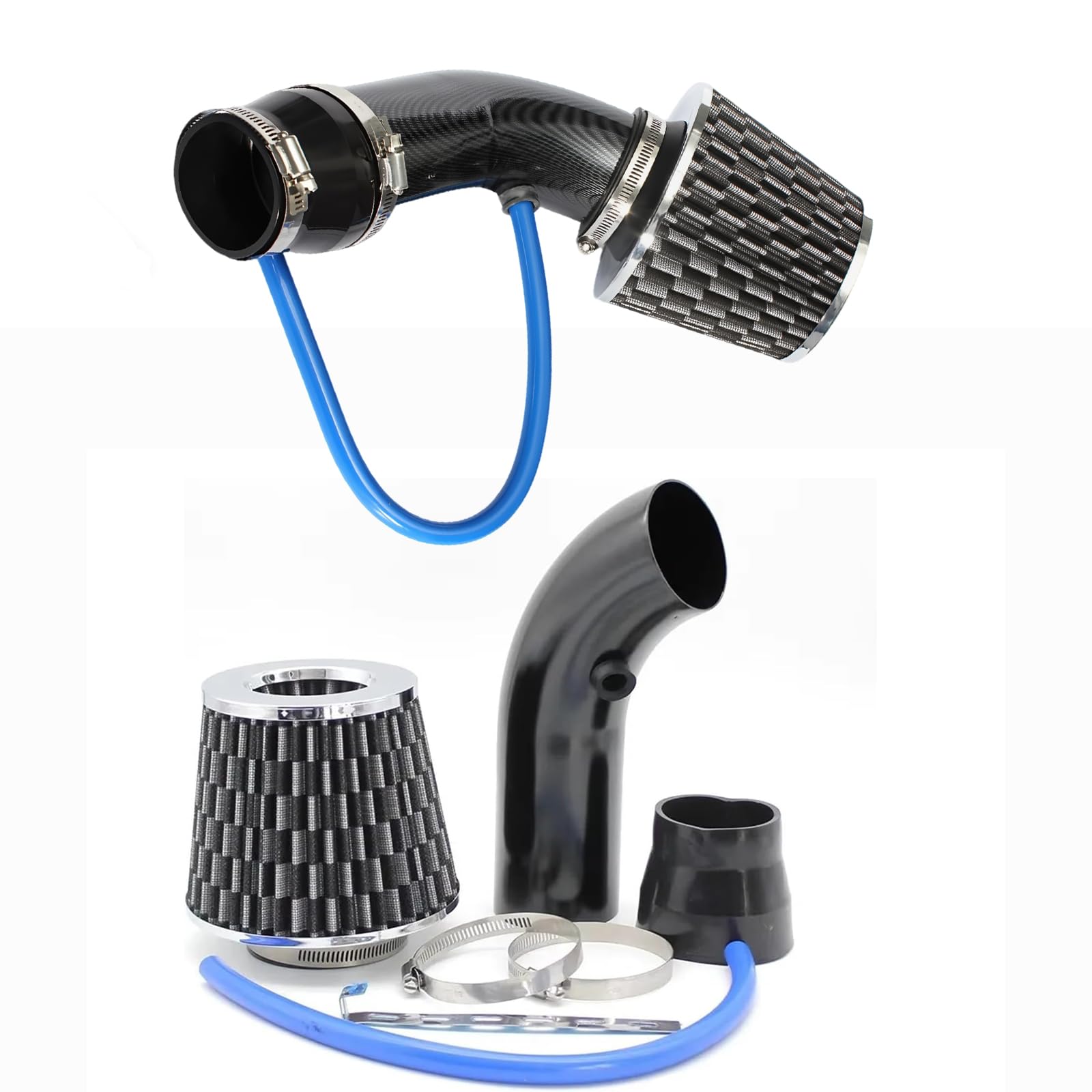GVCIUSM Cold Air Intake Filter Kit for Nissan Micra K11 K12 K13 K14 1992-2019 76MM Aluminium Induction Kit Pipe Clamp Accessories Cone Hoses,B