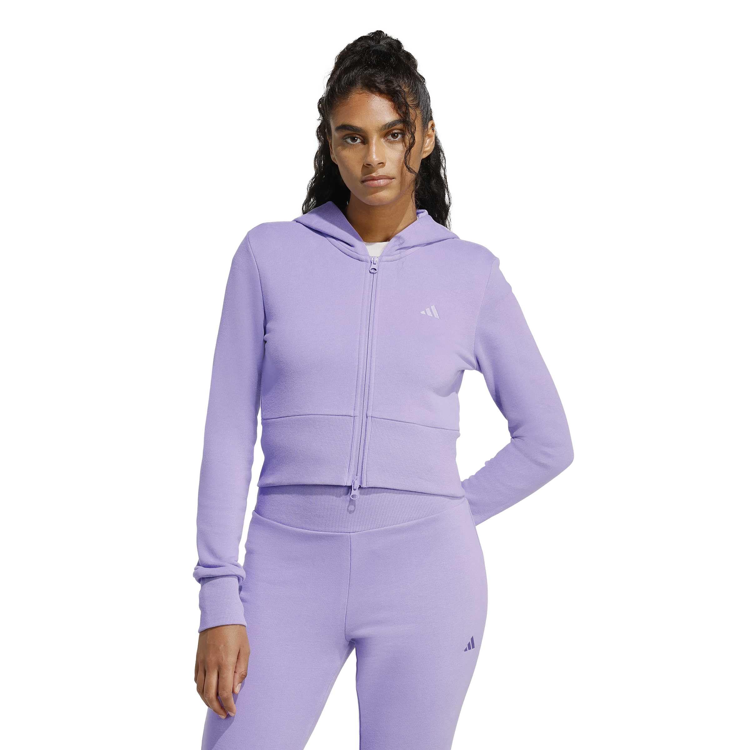 adidas Women Felpa con Zip Intera in Spugna Francese Essentials stagionali