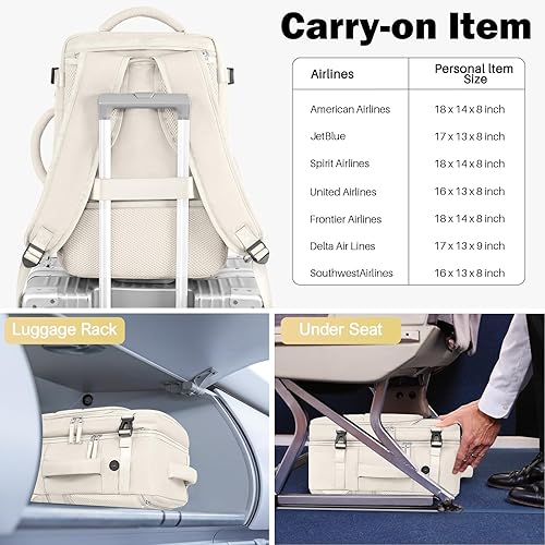 Miniatura 2 de Rinist - Mochila de viaje para mujeres y hombres, imprescindibles para viajar, beige-b, Mochila de viaje