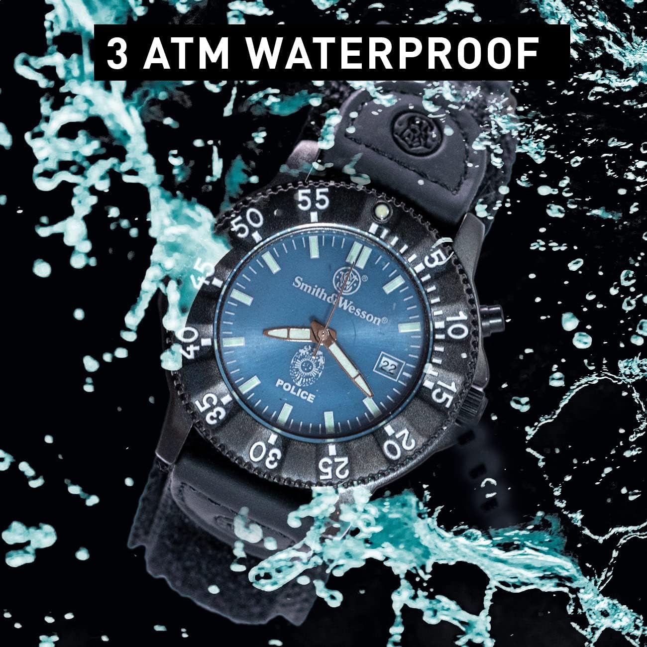 SMITH & WESSON Tactical Men’s Police Watch, Blue Face with Backlight, 3ATM Water Resistant, Precision Quartz, Scratch Resistant, 40mm, Great Military Watch for Police Personnel, Outdoors image 5 of 6 B000P0EYS4