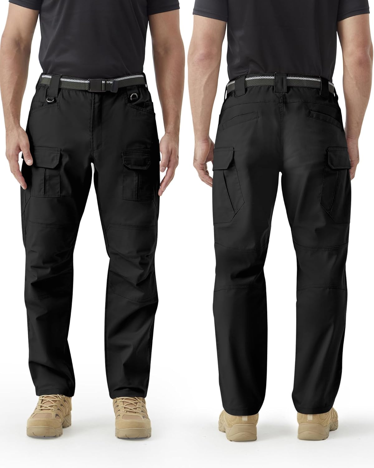 Men's Stretch Tactical Work Pants with Removable Knee Pads, Water-Resistant Ripstop Cargo Pants for Outdoor & Hiking - Image 2