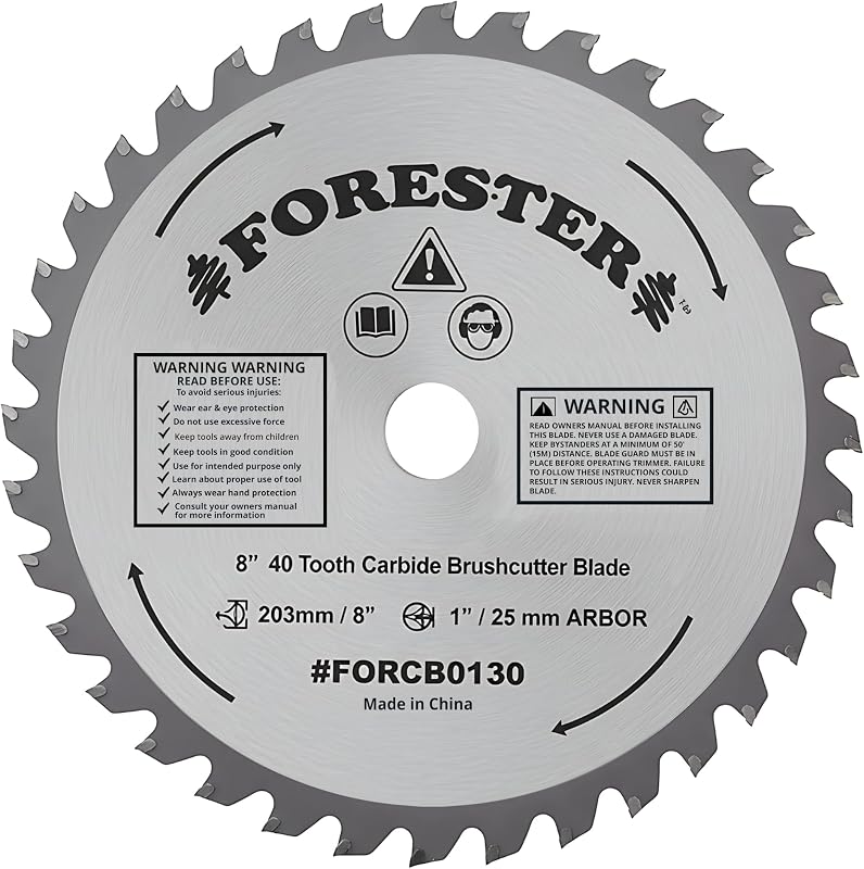 Carbide Tip Brush Cutter Blade - 8in x 40 Teeth | Fits Most Straight Shaft Trimmers | Conversion Kit Sold Separately