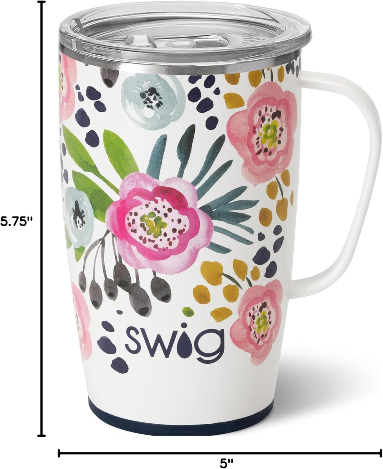 Swig Life 18oz Travel Mug, Insulated Tumbler with Handle and Lid, Cup Holder Friendly, Dishwasher Safe, Stainless Steel, Travel Coffee Cup (Primrose) - Image 7