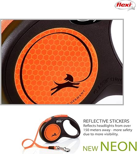 Miniatura 4 de Flexi Cinta de neón naranja pequeña correa retráctil para perros de hasta 33.1 lbs33 libras