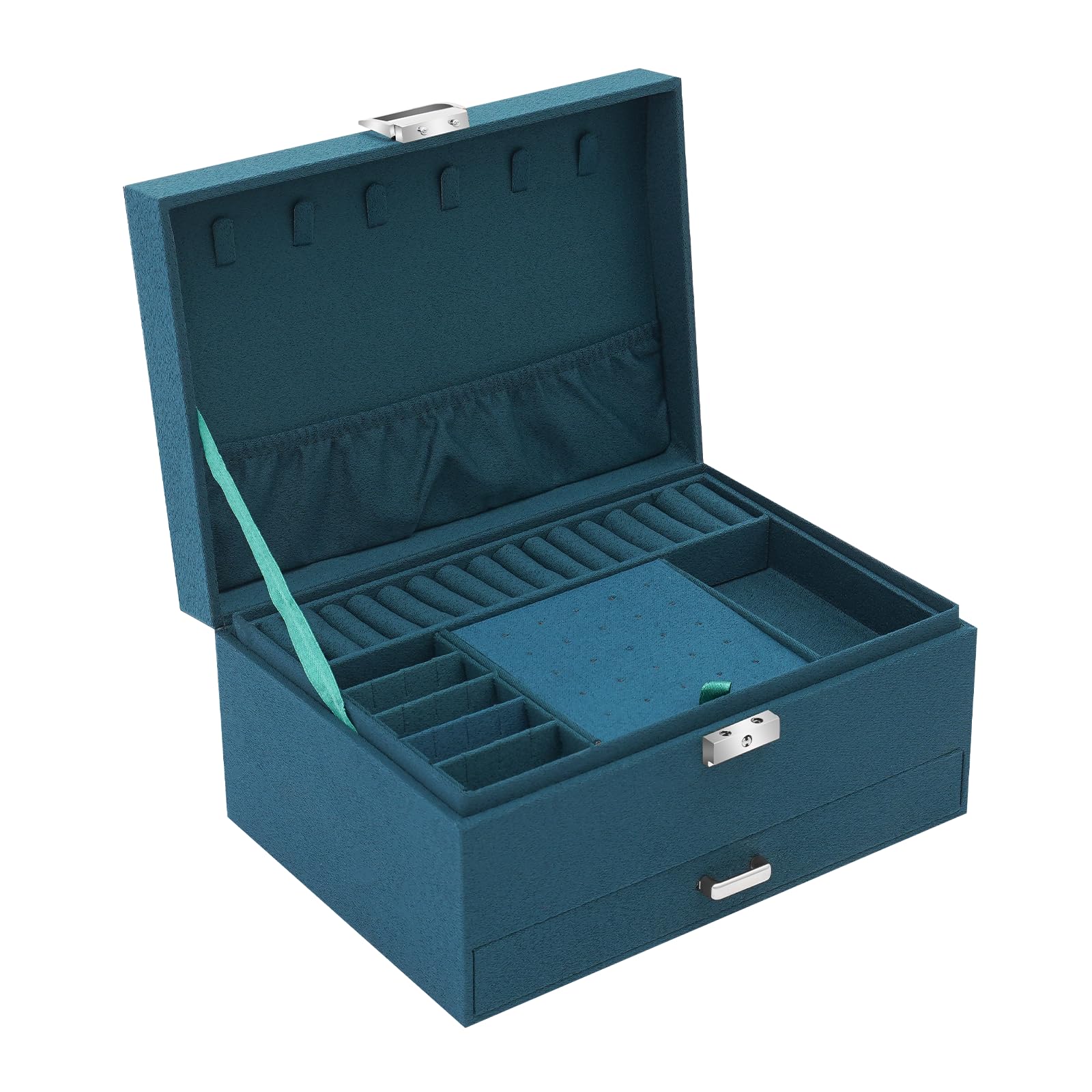 Jewellery Box, Jewellery Organiser With Compartments, 3 Tier Suede Storage