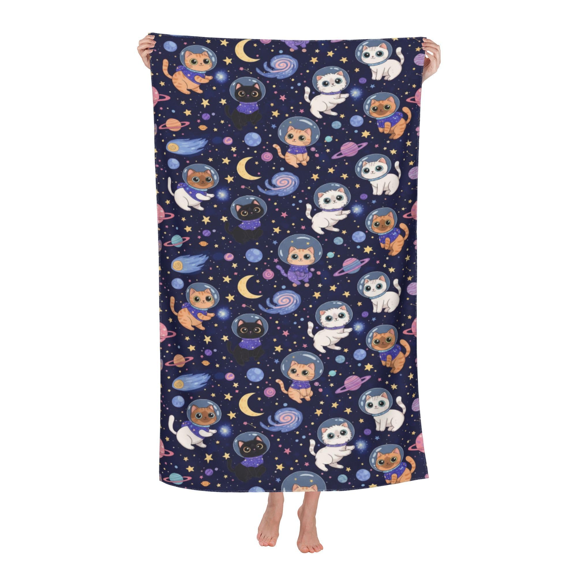 peiyeety Space Cat Soft Bath Towels Absorbent Bathroom Towel for Beach Hotel Gym Spa Shower
