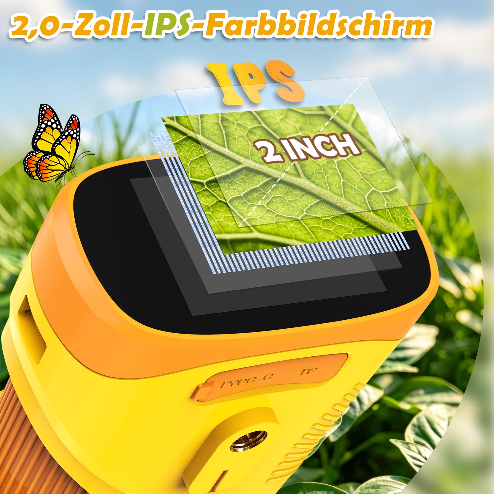 Nauotk Digitales Mikroskop für Kinder [1000-fache Vergrößerung] Tragbares Taschenmikroskop Spielzeugmikroskop für Kinder mit HD-Bildschirm [inkl Fotofunktion] für den Garten, den Wald und Experimente