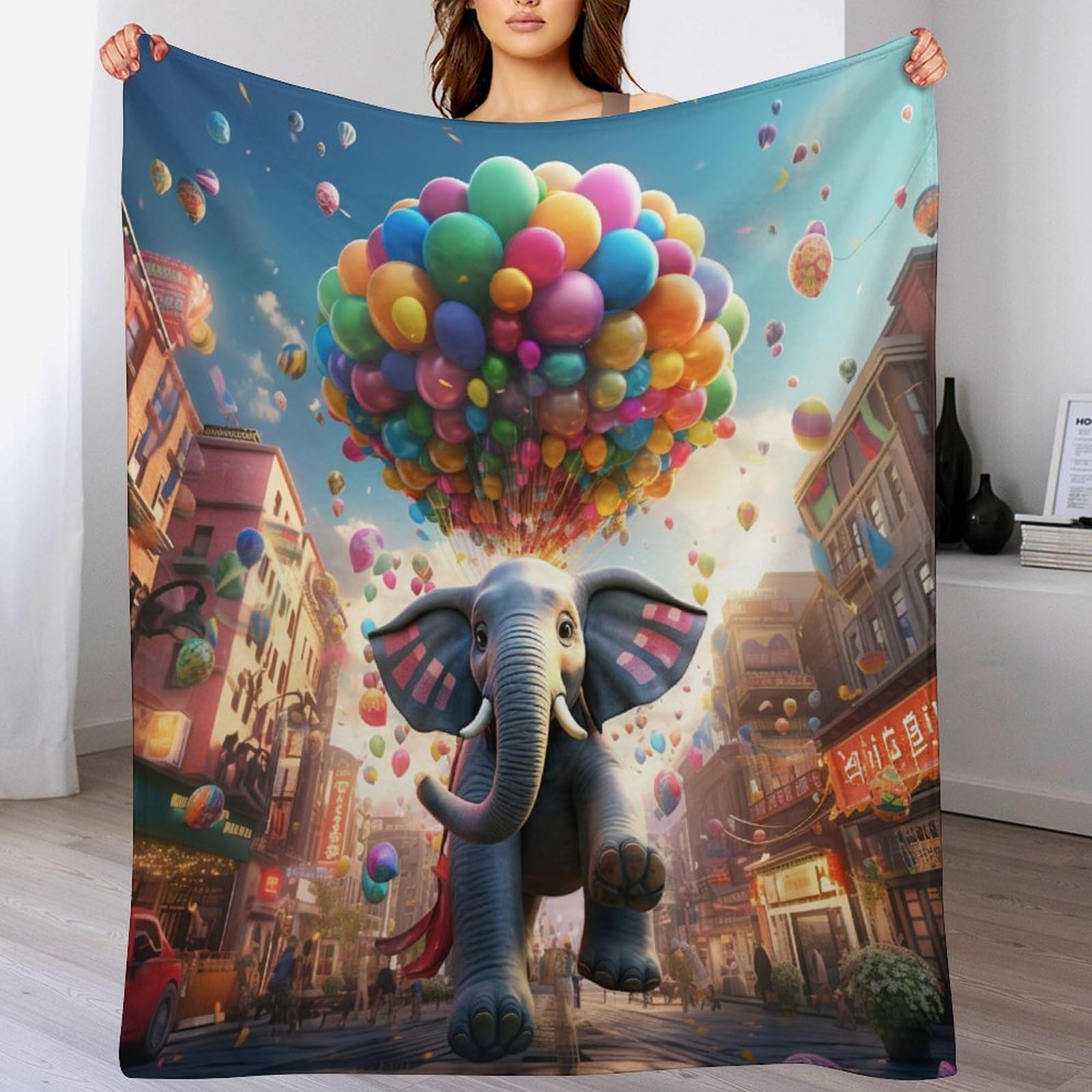 Manta de forro polar de franela diseño elefante salón 130x150