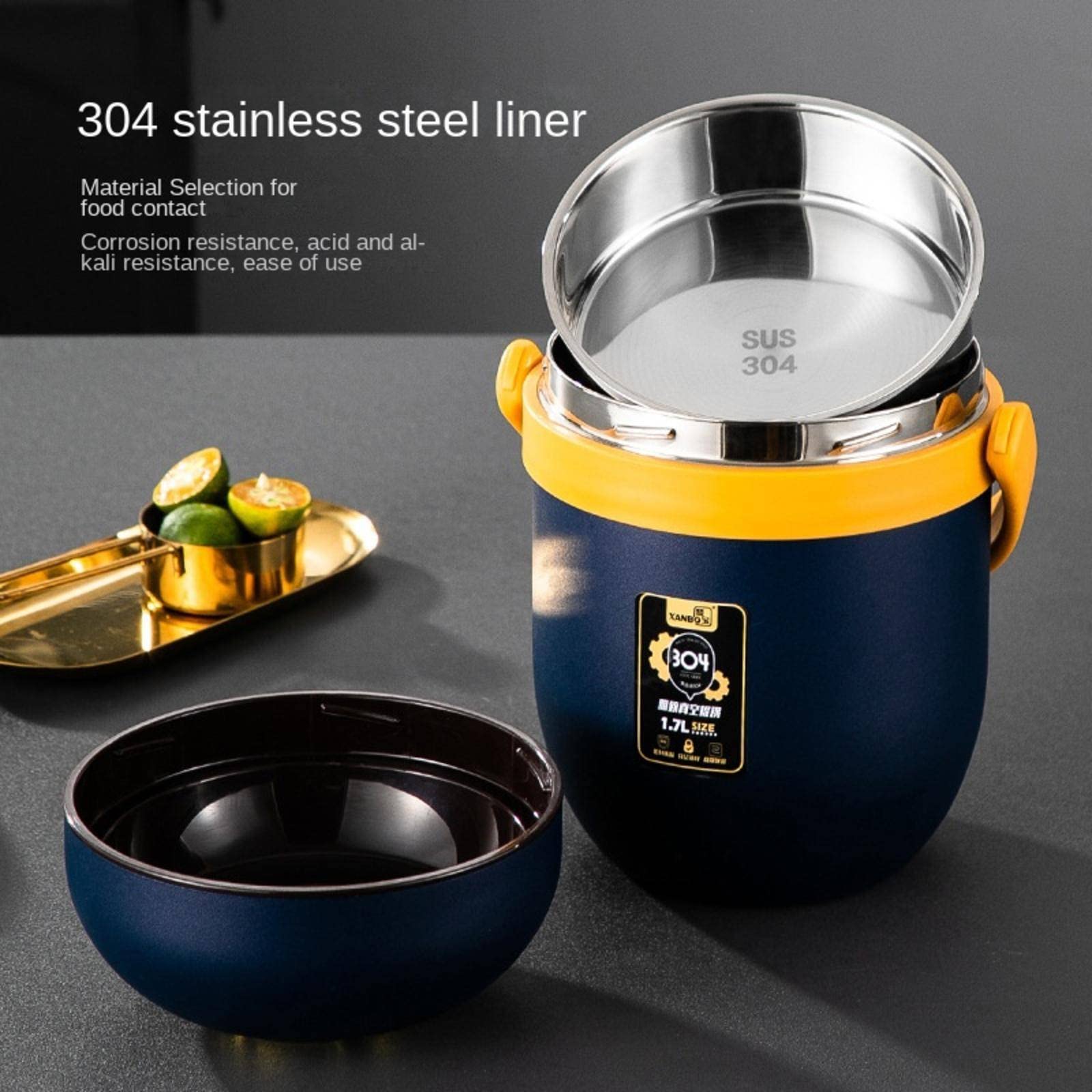 304ステンレス製 多層構造 大容量 保温保冷弁当箱 - 男女兼用、長時間