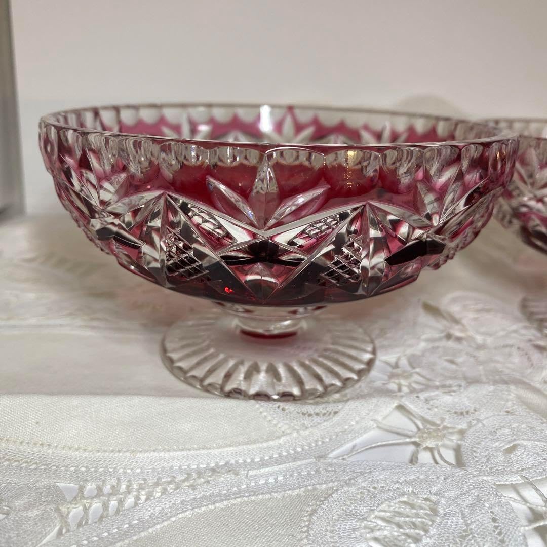 薩摩切子 高杯 コンポート皿 金赤 1枚 薩摩切子 高杯 コンポート皿 薩摩切子 高杯 コンポート皿 金赤 1枚 薩摩切子 高杯 コンポート皿