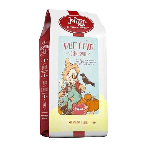 Joffrey's Coffee - Crème Brûlée de calabaza, café saborizado, tostado medio artesanal, granos arábica, pastel de calabaza y sabor a natillas de