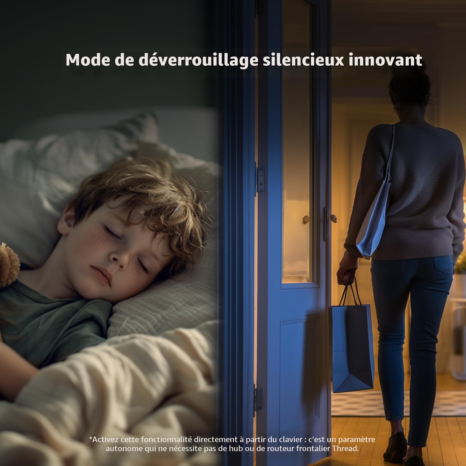 Aqara Smart Lock U200 (avec empreinte digitale), Matter Over Thread, serrure de porte intelligente avec clé Apple Home et batterie rechargeable, prend en charge Homekit, Google Home, Alexa et