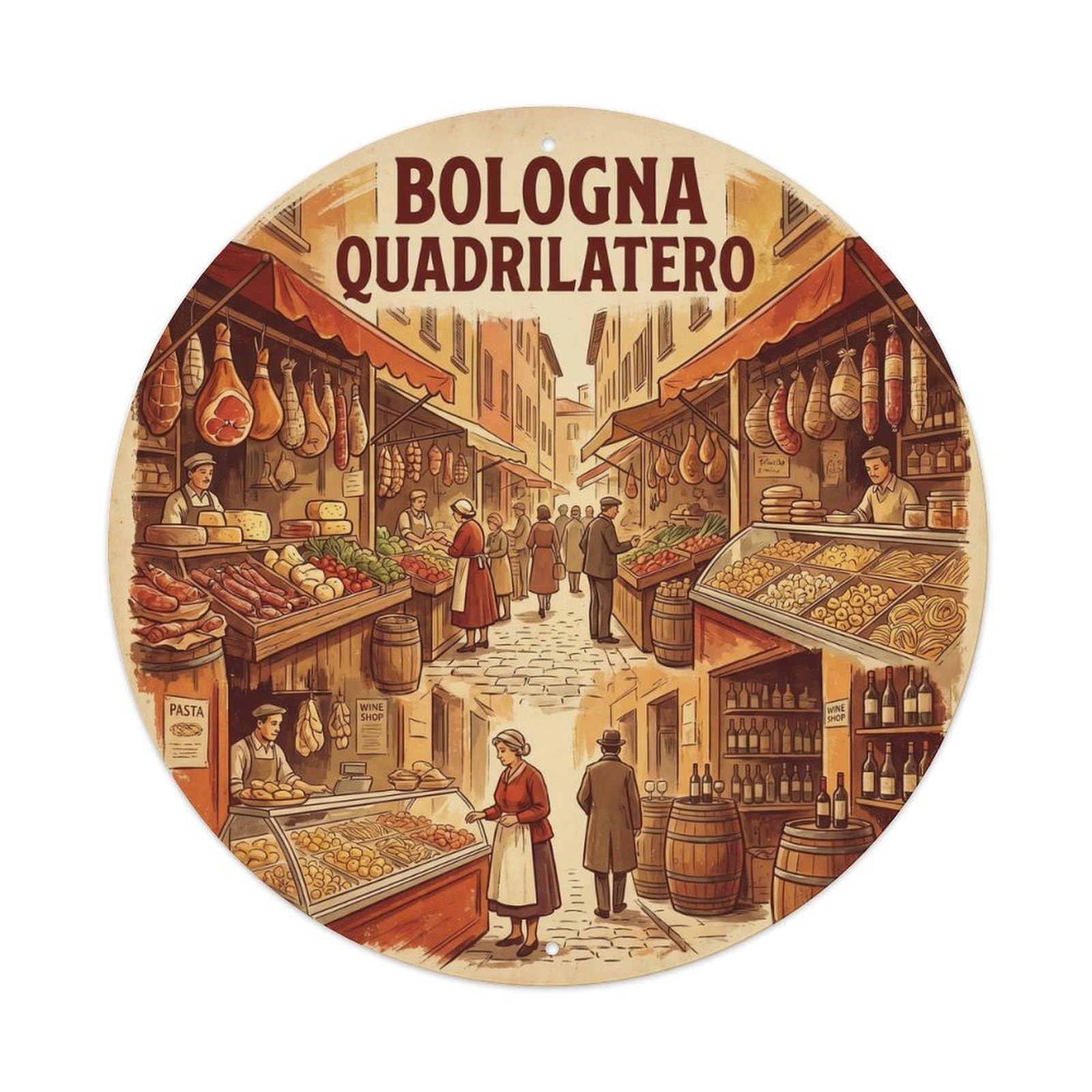 Quadrilatero Bologna Italy City Landmark Travel Retro Metal Tin Sign
