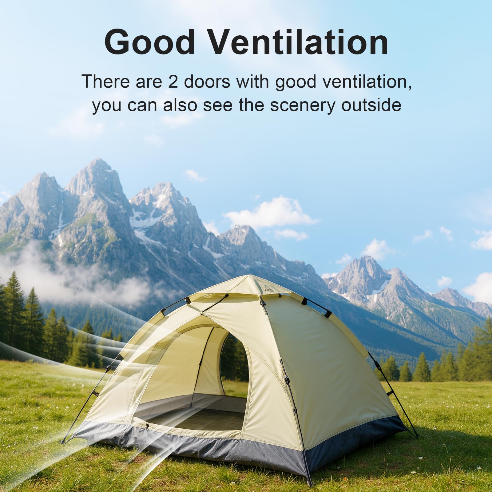 Pop-up-Zelt für 2–3 Personen, wasserdichtes Kuppelzelt mit UV-Schutz, leichtes Campingzelt mit Tragetasche, Kuppelzelt für Wandern, Outdoor & Backpacking