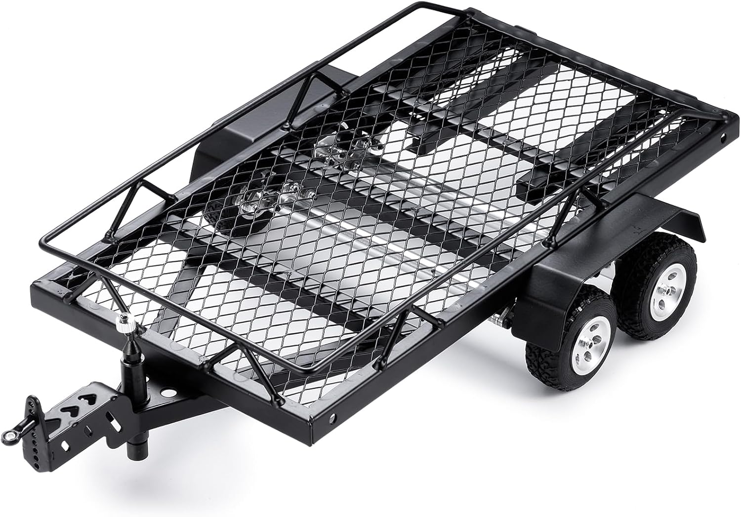 RC Trailer for Hauling Behind Car Metal Hitch Mount Trailer for 1/18 1/24 RC Crawler Axial SCX24 AX24 FCX24 TRX4M Defender Bronco K10 F150 (#A 1/24)