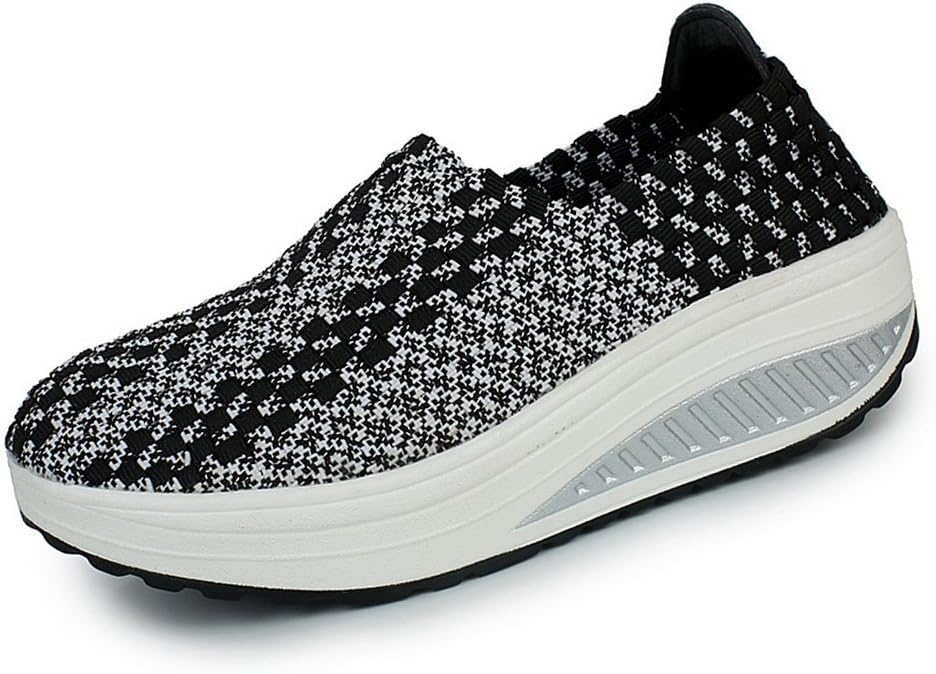 XiaoYouYu Women's Shape Ups Toning Fitness Walking Shoes Sneaker Black, 6.5 UK