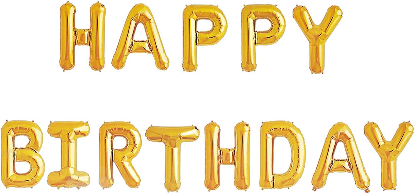 Nymph CodeHappy Birthday Balloons Banner (Gold)