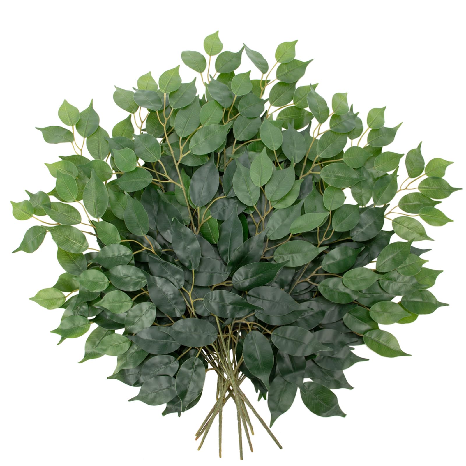 12PCS Ficus Leaves Artificial Branches 24" Faux Ficus Greenery Tree Branches Fake Ficus Leaves Sprays for Tree DIY Arch Wedding Wall Decor - Green