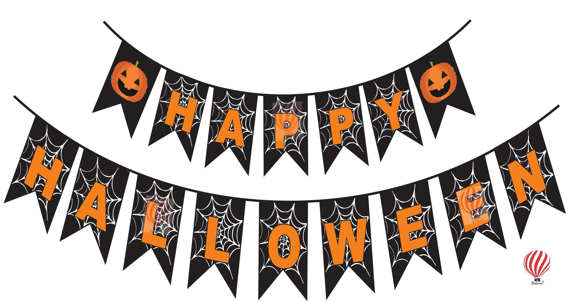 HK balloons Happy Halloween Skull Decorations Items Banner Black And Orange Themed Decoration Banner Halloween Party Decoration Wall Party Supplies with Pumpkin Sign for Halloween Party Decorations
