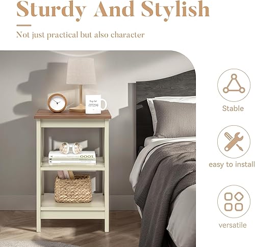 Miniatura 7 de ALPHA HOME Mesa auxiliar, juego de 2 mesas auxiliares, mesita de noche, estante de almacenamiento de 3 niveles para espacios pequeños, mesa de sofá,