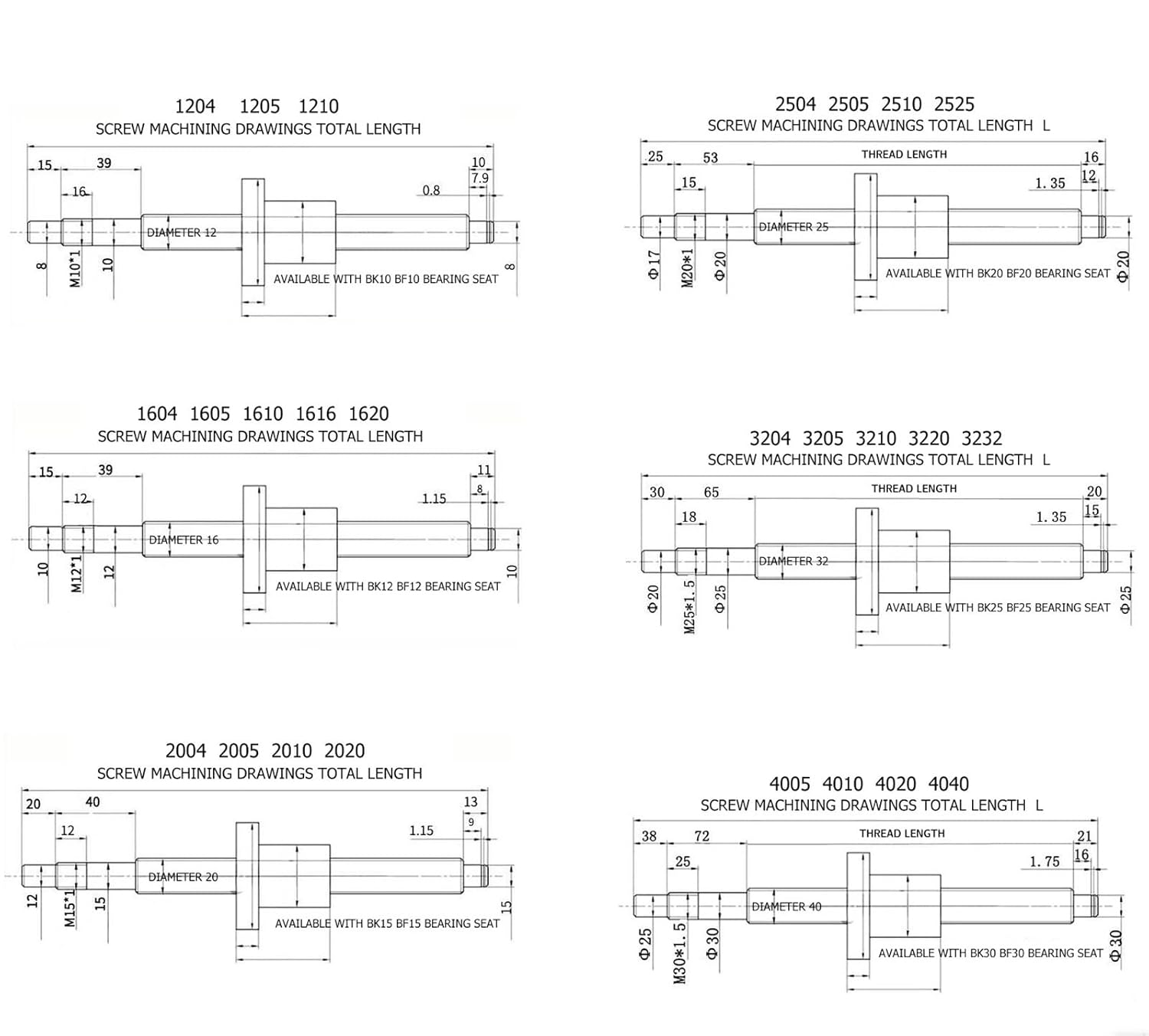 Linear Motion Ball Screw Machine Parts SFS1620 Ball Screw 250mm -1000mm Motor Mounting Bracket(950mm)