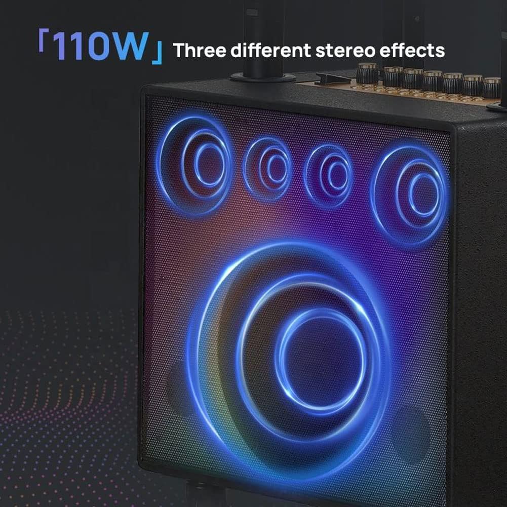 COYEUX Macchina Karaoke Portatile, Sistema Karaoke Completo da 32'', con 2 microfoni Wireless, Luce Altoparlante a LED, Ideale per Karaoke Domestico, Feste, Eventi all'Aperto