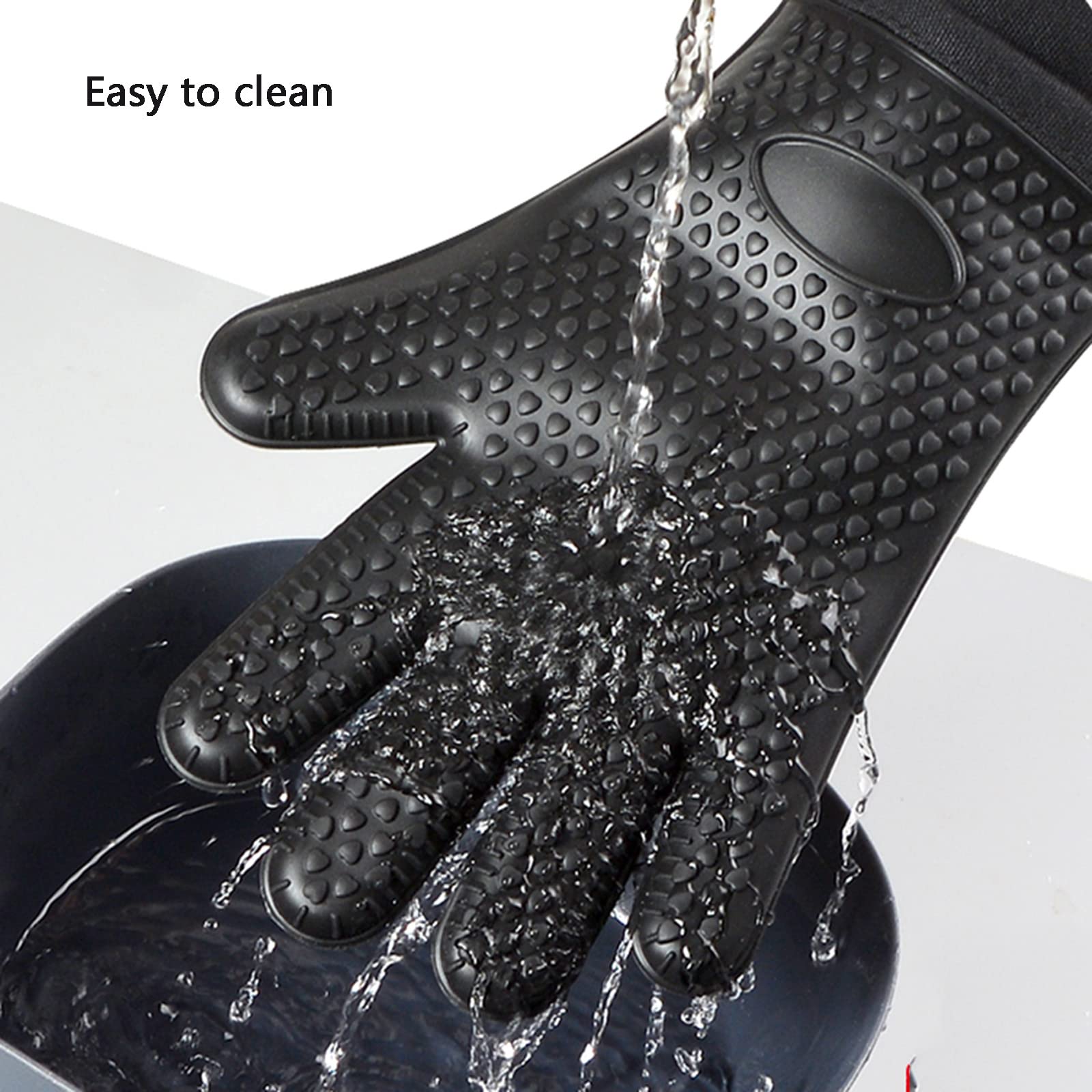 Guantes resistentes al calor extremo, guantes impermeables de manga larga para parrilla, guantes de horno de silicona, para cocinar, asar, barbacoa, agarre antideslizante, 1 unidad