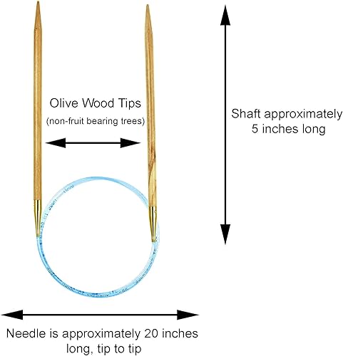 Miniatura 8 de addi Aguja circular de madera de olivo de 60 pulgadas (59.1 in) US 07 (0.177 in), ligera, cálida al tacto, puntas estándar, uniones suaves, paquete