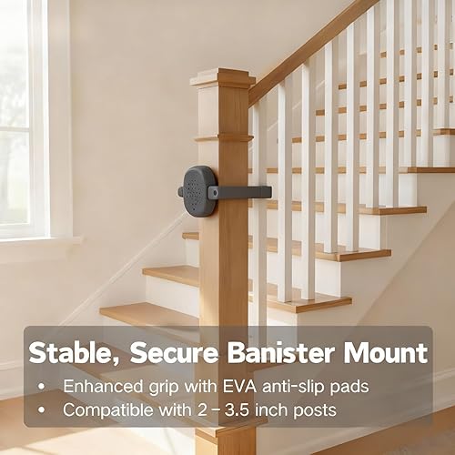 Miniatura 4 de Upgrade 2 Pcs Baby Gate Banister Adapter  No-Drill Stair Railing Mount Kit, Fits 23.5 RoundSquare Posts, Compatible with Baby & Pet Safety Gates,Gray
