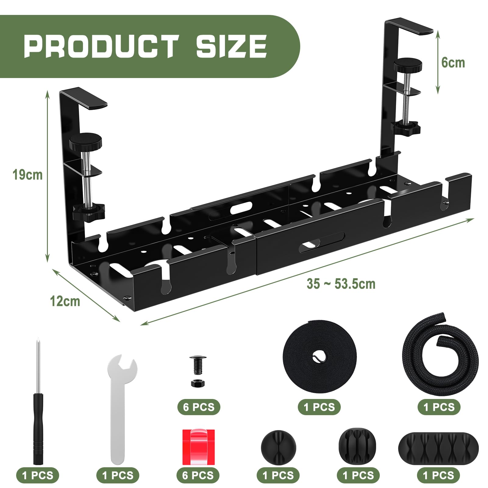 Vassoio Gestione Cavi WADEO Retrattile - Organizzatore Cavi Sotto Scrivania Senza Trapano - Foto 8
