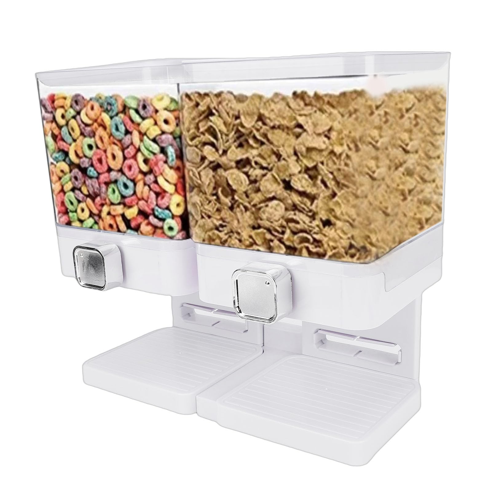 Dispenser per Cereali da Bancone, 2 Contenitori Ermetici per Alimenti Secchi da 3,7 Litri, Grandi Caramelle, Noci, Chicchi di caffè, Snack, per Dispensa Domestica (WHITE)