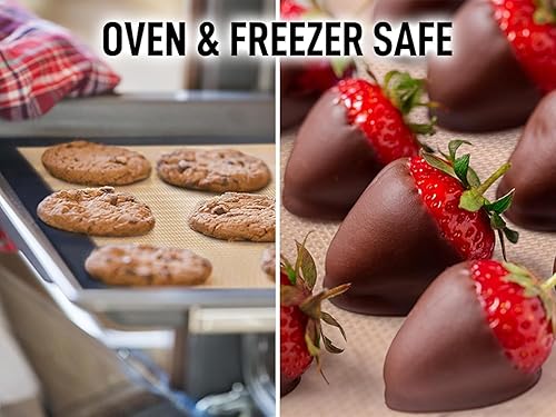 Miniatura 2 de Zulay Kitchen Juego de sábanas de silicona para hornear, tapete reutilizable para hornear antiadherente, media hoja para hornear para horno (negro,