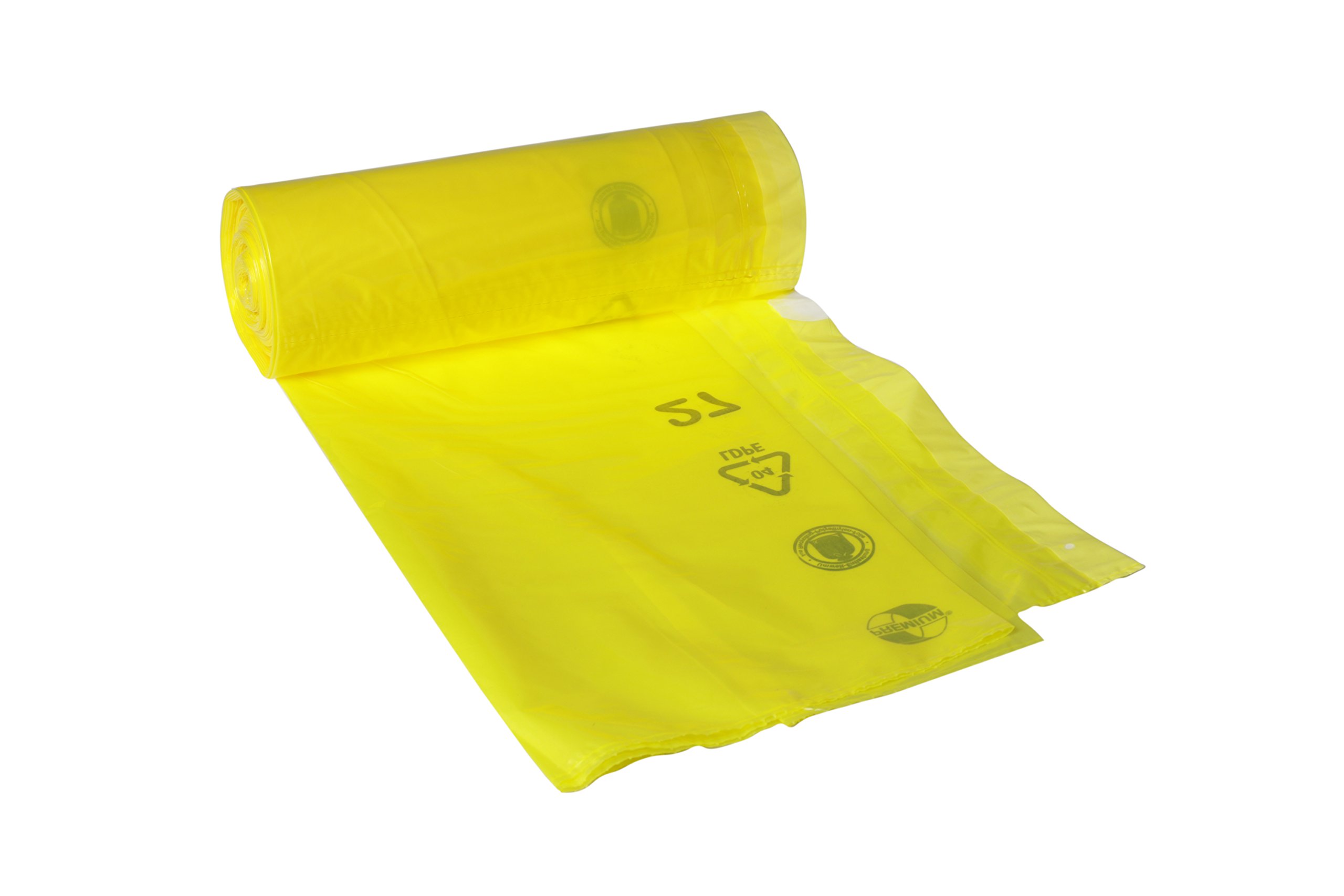 DEISS PREMIUM Bolsas de basura amarillas con cordón de 90 litros, 5 rollos - 125 unidades
