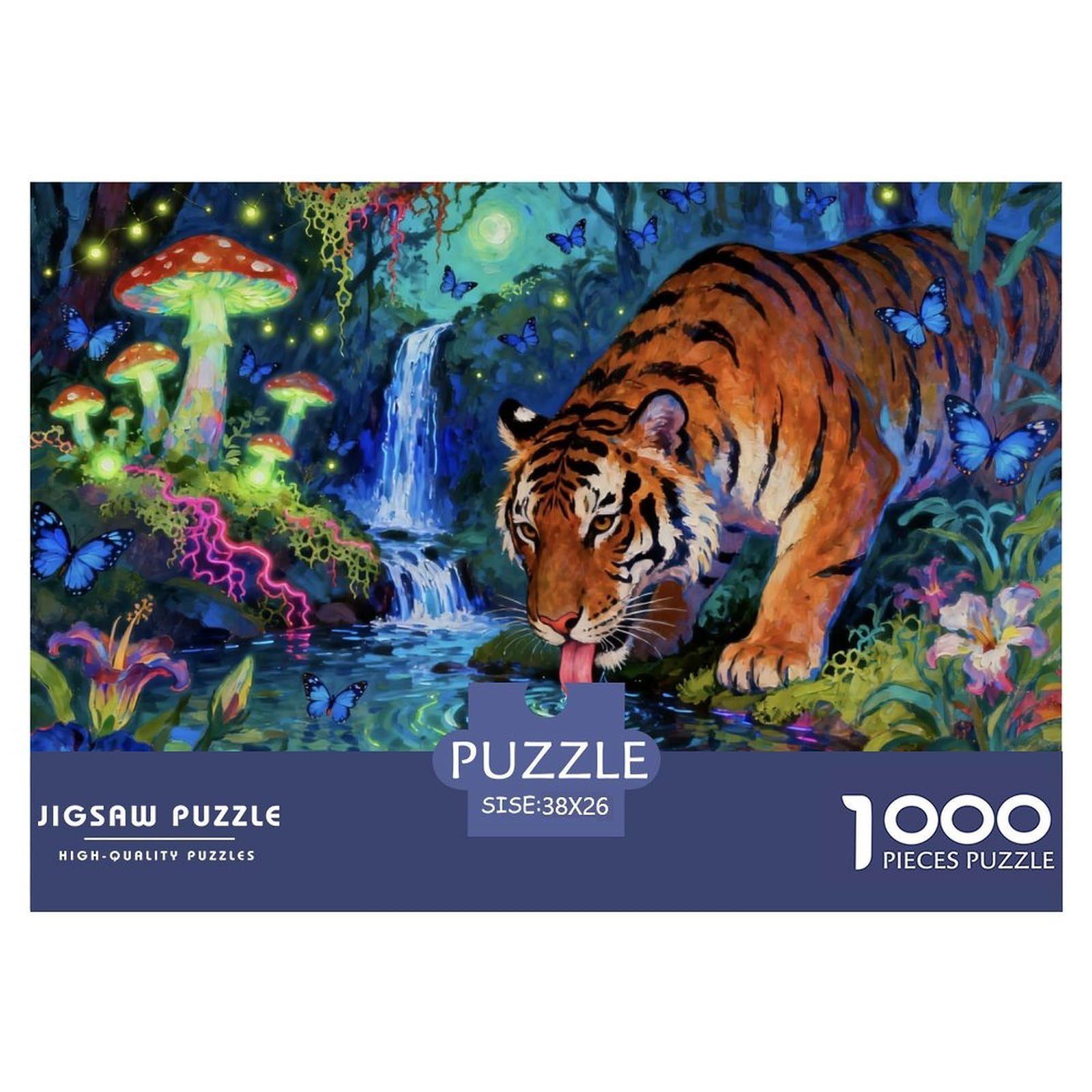 Jungle Tiger Jigsaw Puzzle Waterproof 1000 Piece Puzzles for Adults Gifts Fun Home Decoration