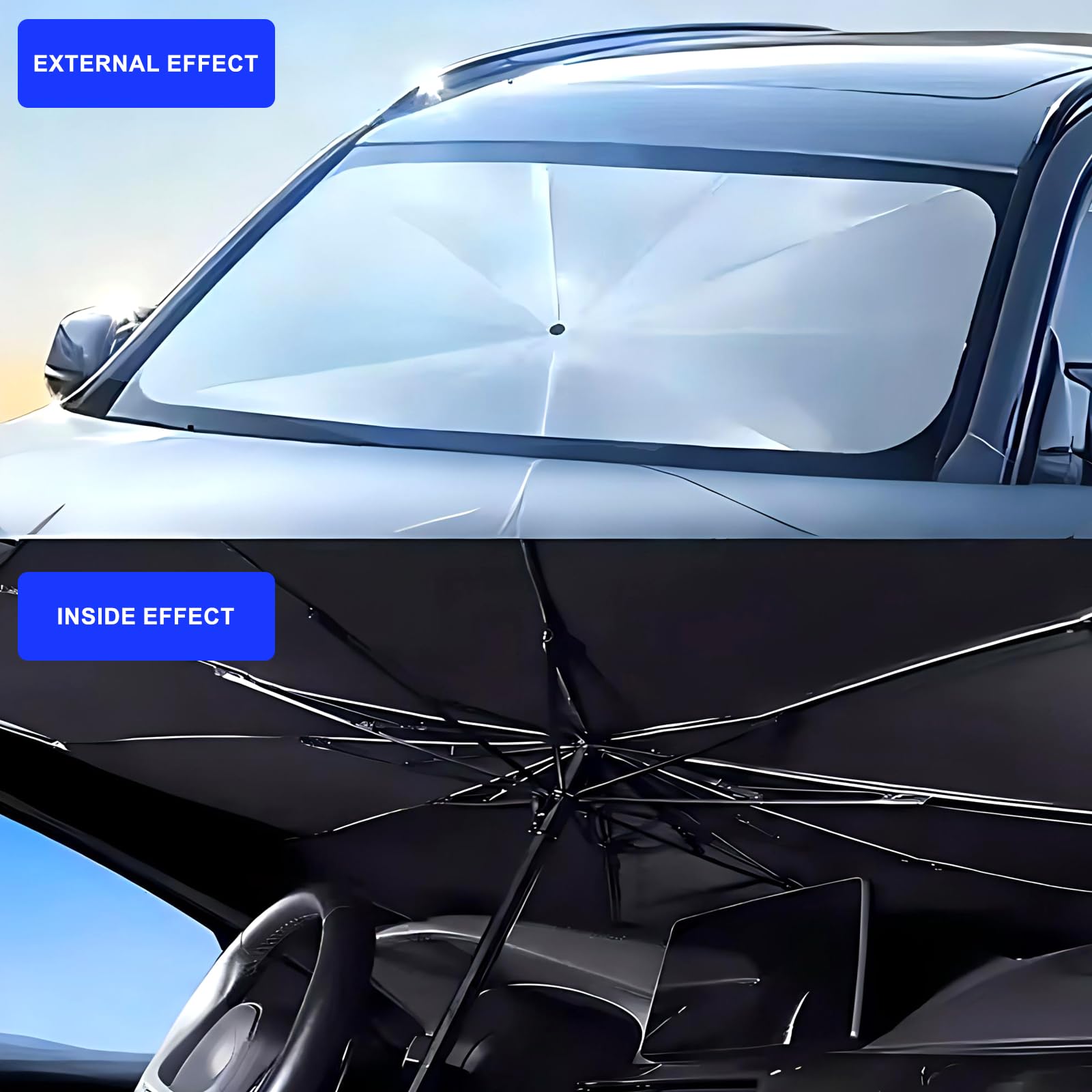 Pare-Soleil de Pare-Brise Type Parapluie – Compatible avec Au.di A4 Imported 2019-2025 Sunshade,Pare-Soleil Pliable et Protecteur – Bloque Les UV et maintient Votre Voiture au Frais