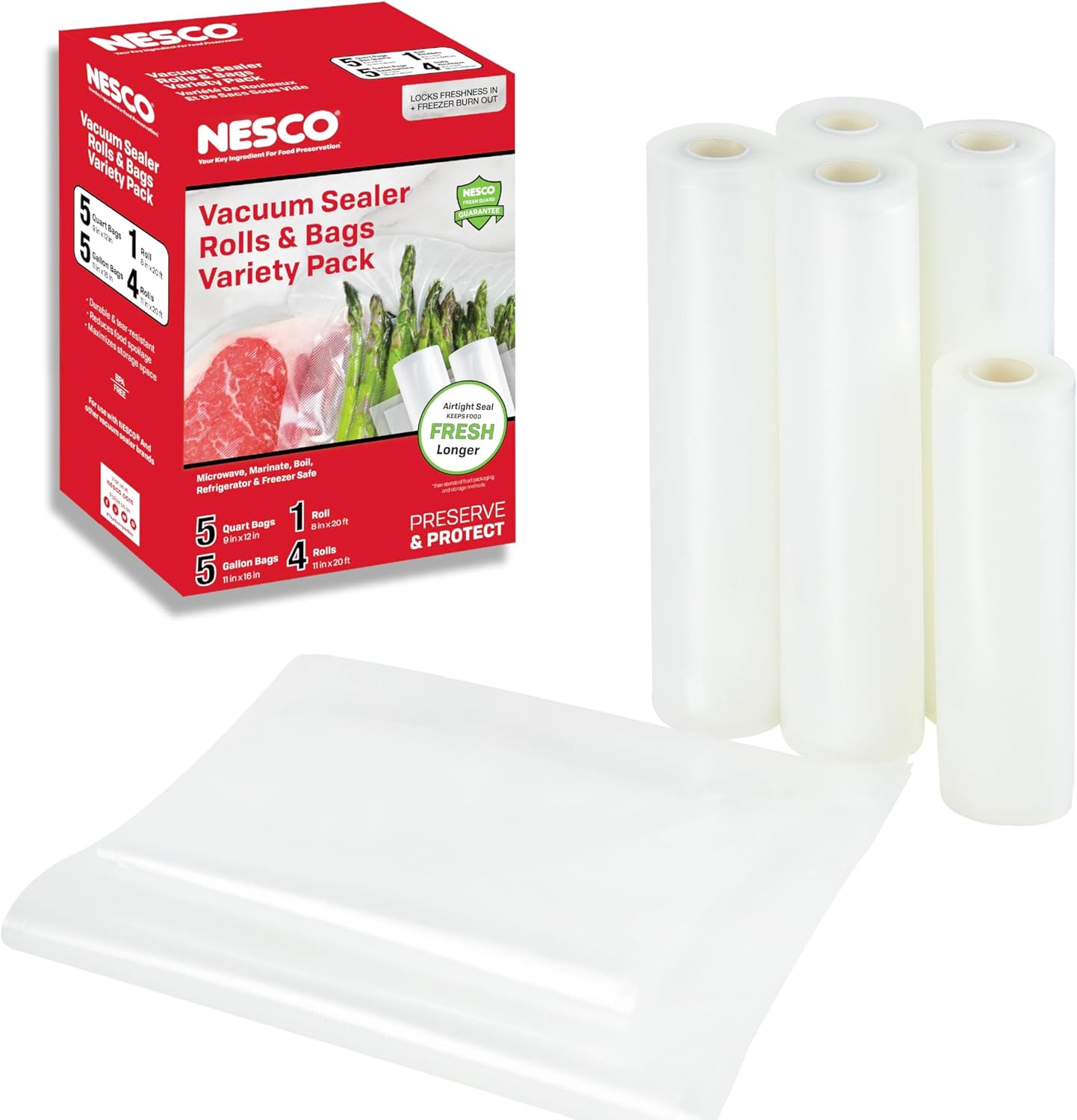 Nesco bolsa al vacío variedad combo bolsas y rollos miniatura 1