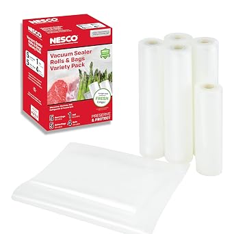 Nesco VS-07V Vacuum Sealer Bag Variety Pack, Bag/Roll Combo, Clear