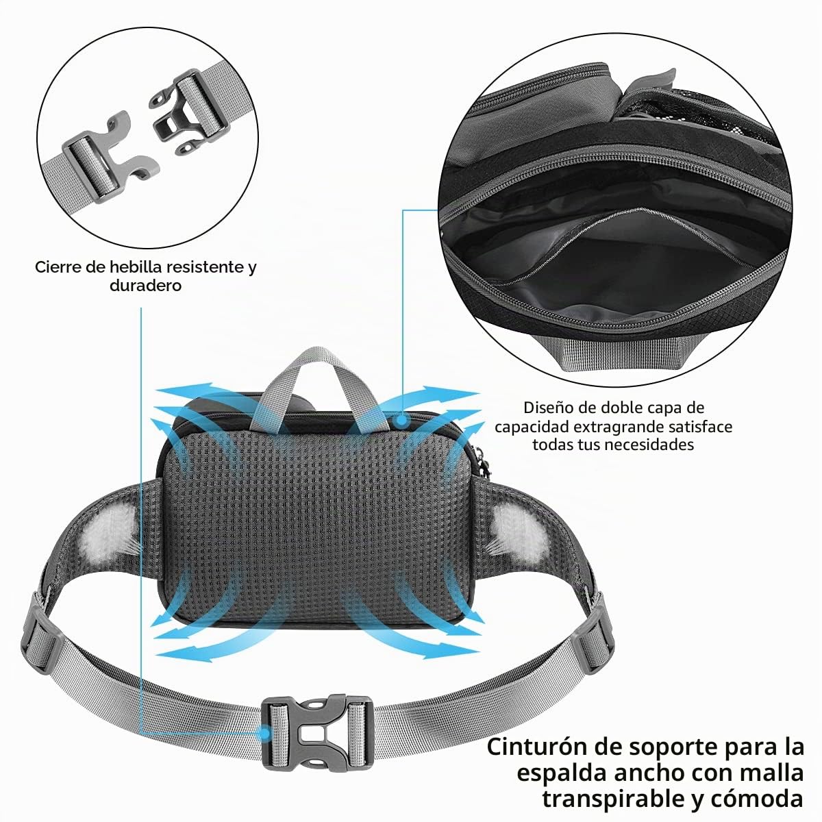 ETACCU Correa Perro para Correr, Manos Libres, Elástica, Running, para Perros Grande, Cinturones de Cintura Ajustables con Funda Teléfono, Costuras Reflectantes, 124-180 cm